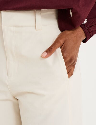Pantalon ballon taille haute ecru femme