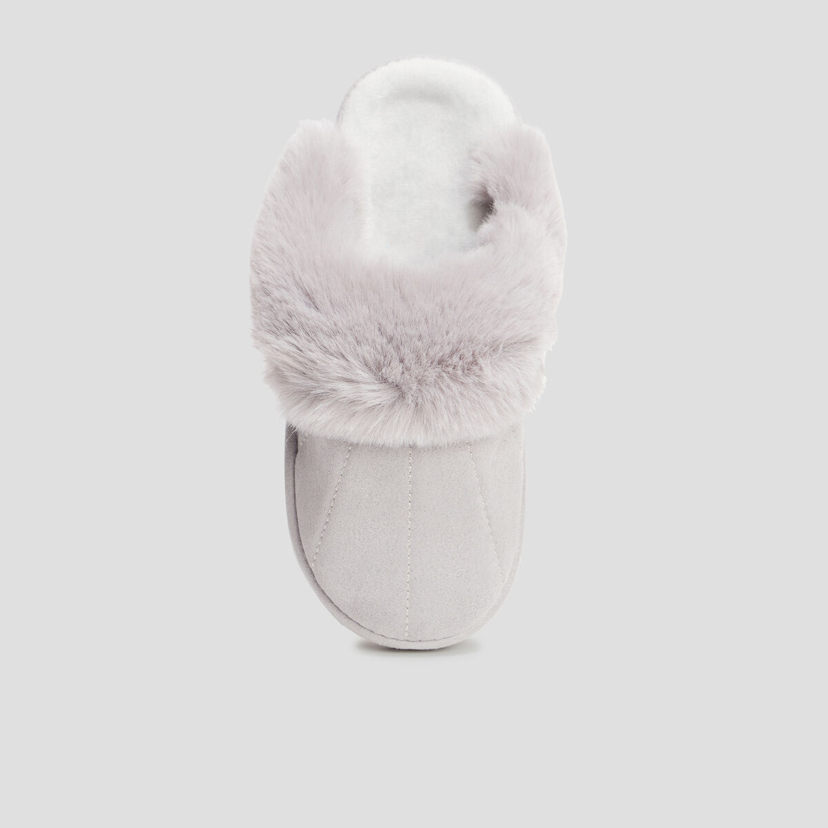 Chaussons mules col en fausse fourrure mauve femme
