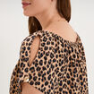 T-shirt gaufr&eacute; avec manches &agrave; noeuds beige clair femme grande taille