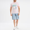 T-shirt col rond manches courtes coton rose clair homme