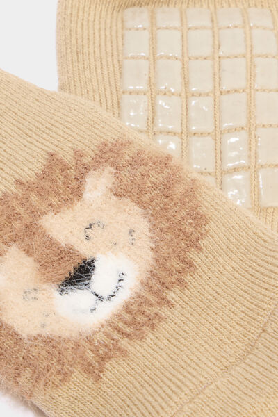 Chaussettes d'int&eacute;rieur marron clair b&eacute;b&eacute; gar&ccedil;on