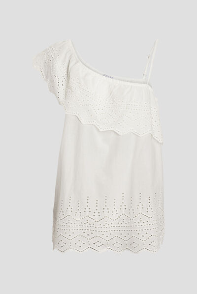 Blouse asymétrique ivoire femme