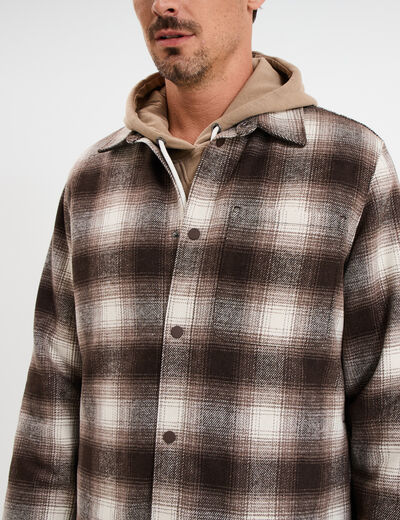 Surchemise 1 poche manches longues taupe homme