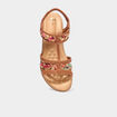 Sandales compens&eacute;es 5 cm d&eacute;tails bijoux marron femme
