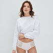 Shorty en coton avec dentelle rose poudrée femme