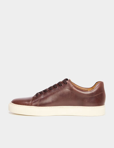 Tennis basses en cuir marron homme