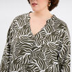Robe courte ample col en V vert kaki femme grande taille