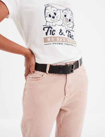 Ceinture à perforations et bord festonné noir femme