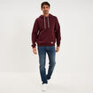Sweat hoodie 1 poche et capuche prune homme