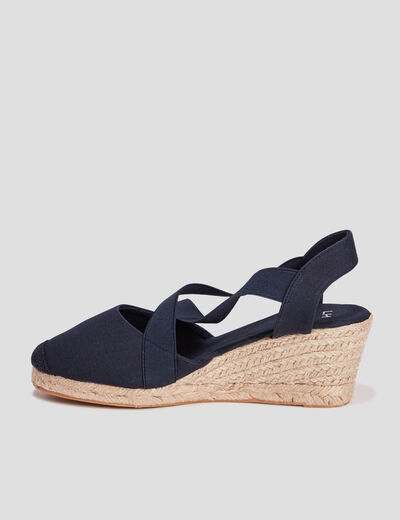 Sandales espadrilles compensées bleu femme