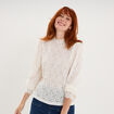 Blouse dentelle col montant blanc femme