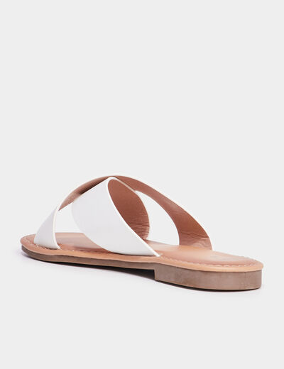 Mules brides larges crois&eacute;es blanc femme