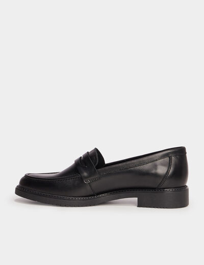 Mocassins en cuir noir femme