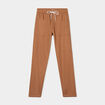 Pantalon droit taille élastiquée marron clair femme