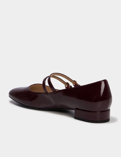 Ballerines vernies bouts carr&eacute;s bordeaux femme
