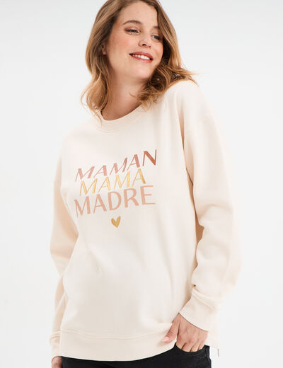 Sweat allaitement manches longues beige femme maternité