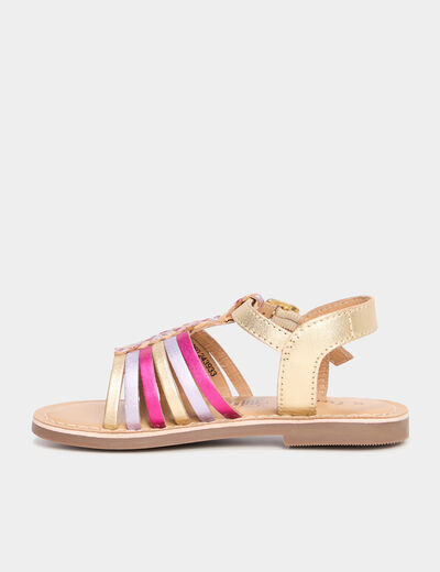 Sandales plates en cuir multicolore fille