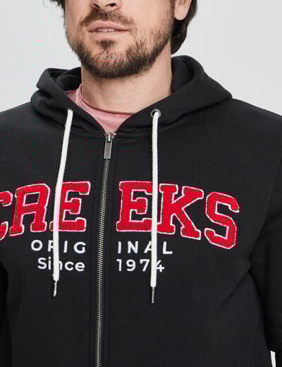 Sweat zippé à capuche Creeks noir homme