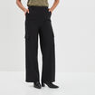 Pantalon large cargo &agrave; pinces noir femme