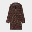 Robe évasée col lacet manches longues noir femme