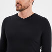 T-shirt col en V manches longues coton noir homme