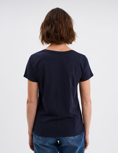 T-shirt col rond manches courtes Creeks bleu marine femme