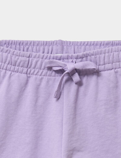 Short molletonn&eacute; taille &eacute;lastiqu&eacute;e mauve fille