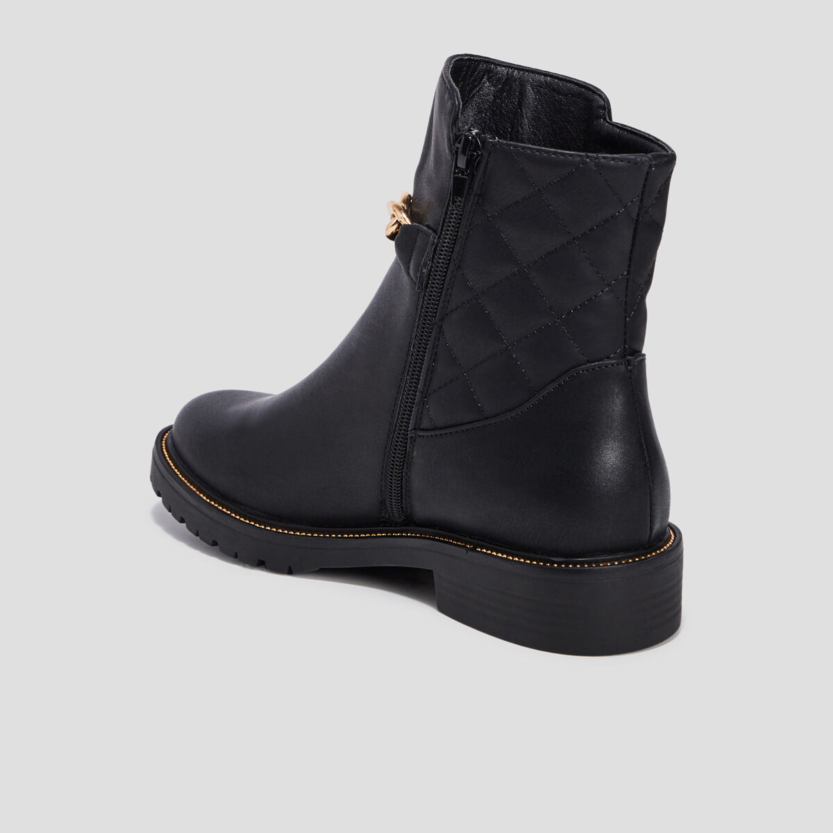 Bottines avec d&eacute;tails cha&icirc;nes noir femme
