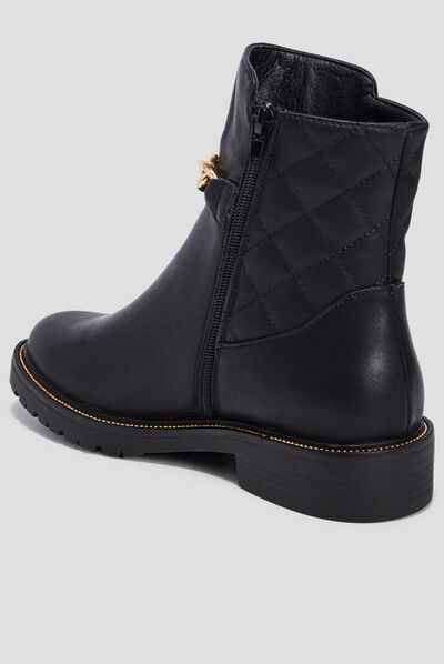 Bottines avec détails chaînes noir femme