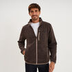 Gilet manches longues col montant marron chocolat homme