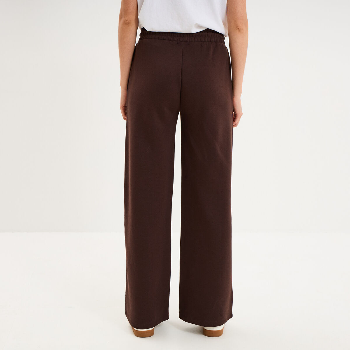Pantalon de jogging molletonn&eacute; large marron fonc&eacute; femme