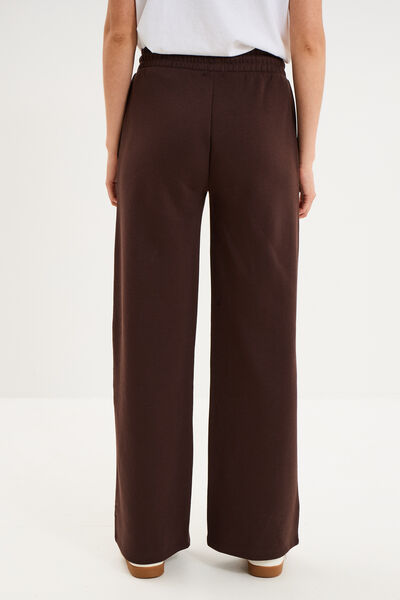 Pantalon de jogging molletonn&eacute; large marron fonc&eacute; femme