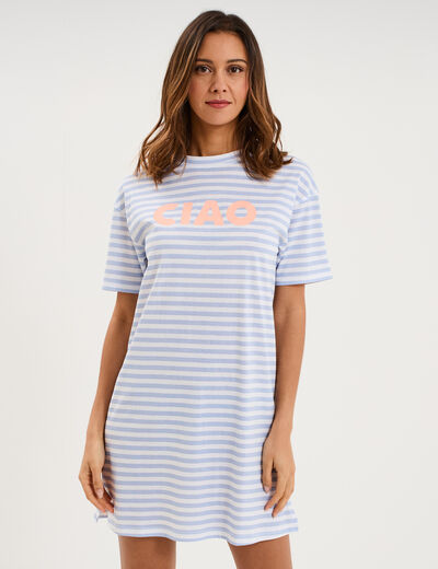 Chemise de nuit manches courtes coton blanc femme