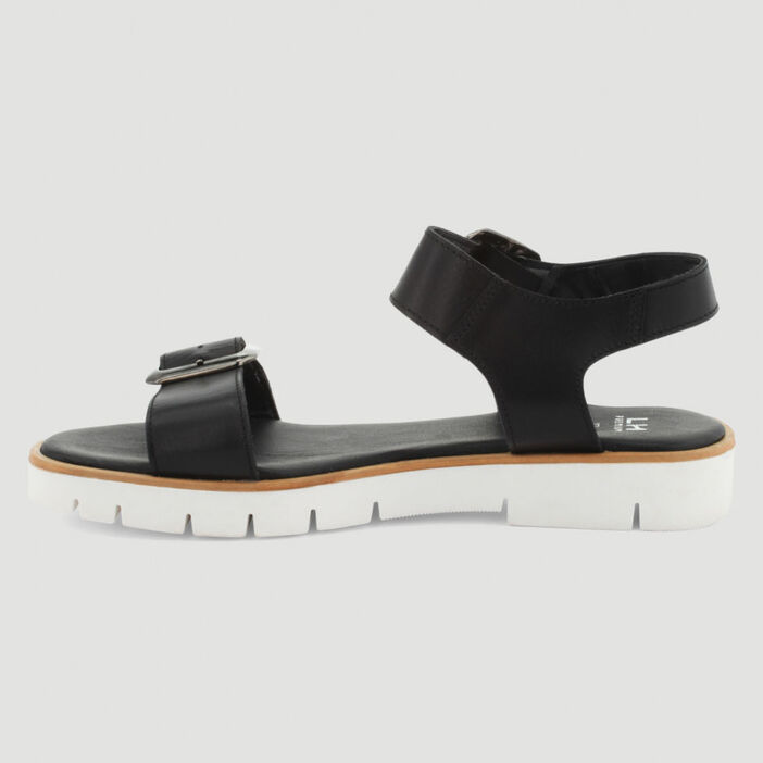 Sandales sport en cuir femme noir