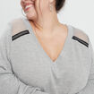 Pull avec col en V gris femme grande taille