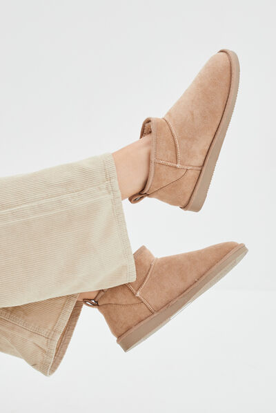 Bottines imitation fourrure sable femme