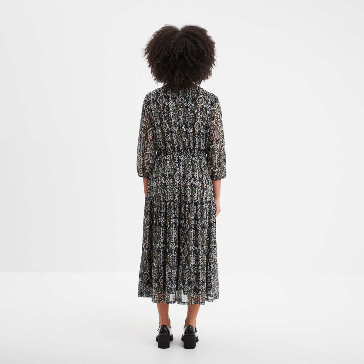 Robe longue évasée manches 3/4 Liberto noir femme