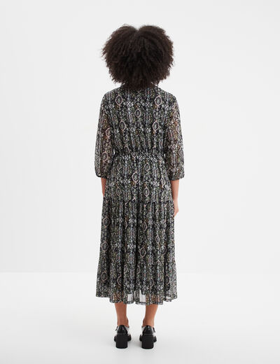 Robe longue évasée manches 3/4 Liberto noir femme