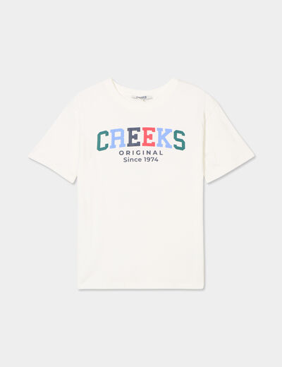 T-shirt oversize manches courtes coton blanc garçon