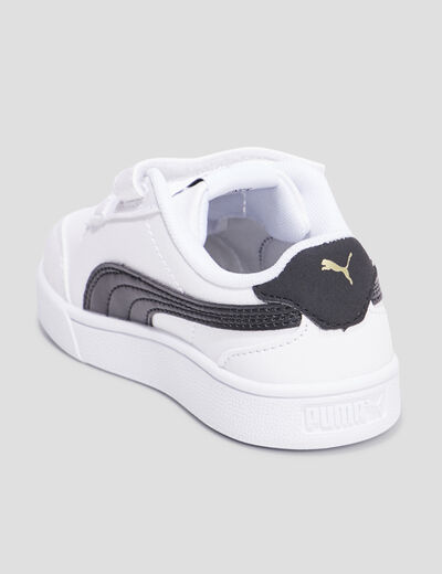 Tennis basses à scratchs Puma Shuffle blanc garçon