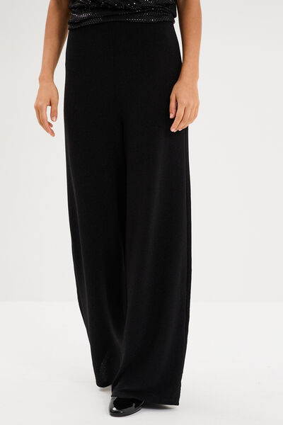 Pantalon large &agrave; paillettes noir femme