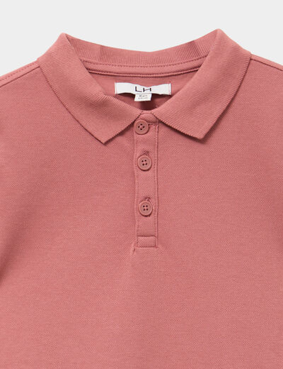 Polo manches courtes à détail brodé vieux rose garçon