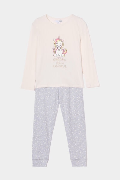 Ensemble pyjama 2 pièces bas resserré rose clair fille