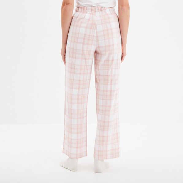 Pantalon de pyjama en coton ajusable ecru femme