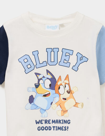 T-shirt manches courtes coton Bluey blanc garçon