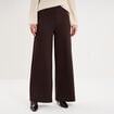 Pantalon large fluide taille &eacute;lastiqu&eacute;e marron fonc&eacute; femme