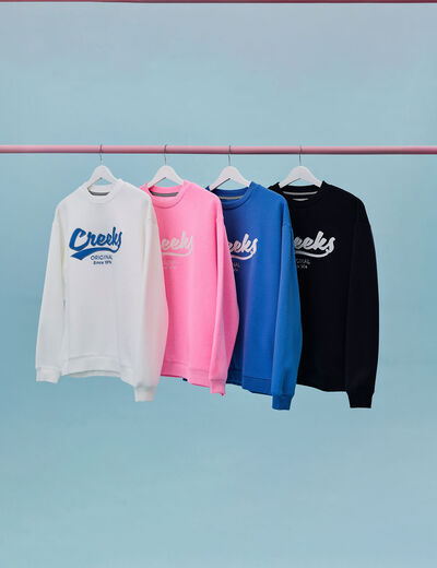 Sweat col rond manches longues Creeks bleu foncé femme