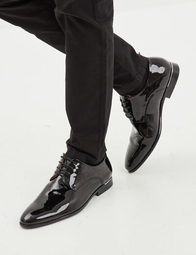 Derbies vernies à lacets noir homme