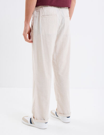 Pantalon chino mélange lin coton gris clair homme