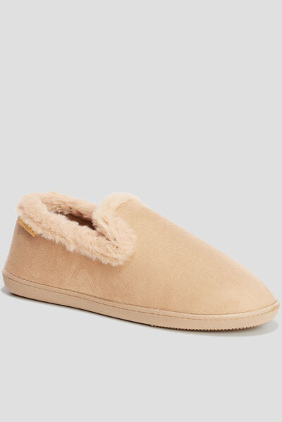Chaussons charentaises fourrés Isotoner camel femme
